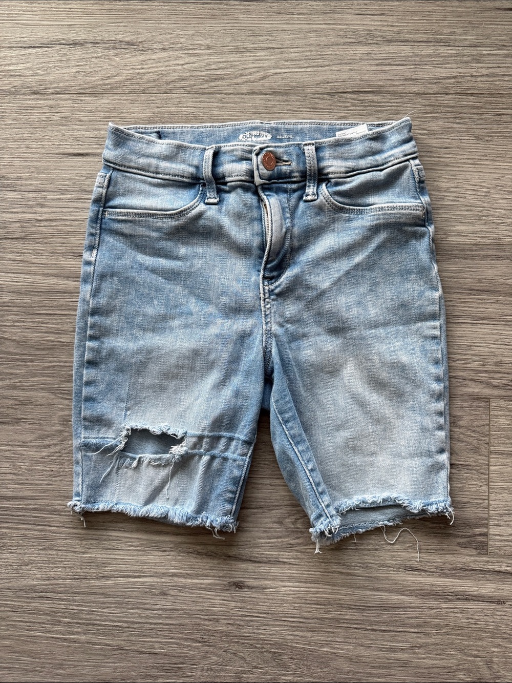 Old Navy Light Blue Distressed Denim Shorts Size 12